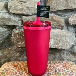 NWT Starbucks Soft Touch Dark Pink Hot & Cold Cup Tumbler 16oz 473ml